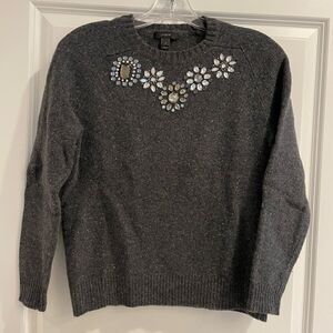 J. Crew Jeweled Donegal Wool Blend Gray Sweater Sz. S